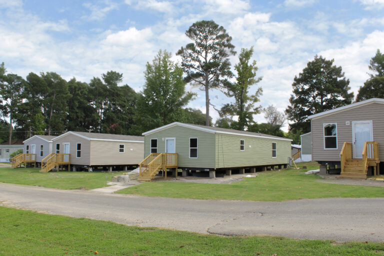 several manufactured homes in a neighborhood